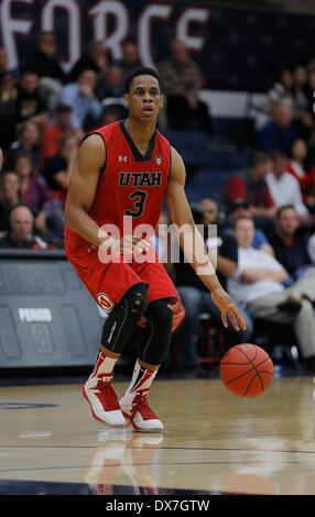 Moraga, Kalifornien, USA. 18. März 2014. 18. März 2014 - Moraga, CA USA - Utah G # 3 Princeton Onwas während der NCAA Männer Basketball-Spiel zwischen Utah Runnin Utes und heiliges Marys Gaels 58-70 verloren im McKeon Pavillon, Moraga Calif © Csm/Alamy Live-Nachrichten Stockfoto