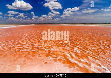 Pool mit Salzwasser für die Salzgewinnung in La Guajira, Kolumbien Stockfoto