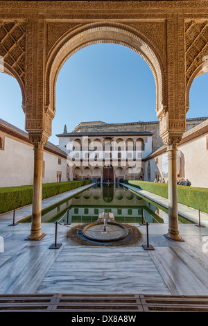 Patio de Los Mapuches - Court der Myrten Alhambra, Granada, maurischen, Spanien Stockfoto