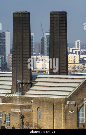 Greenwich Kraftwerk ist ein Standby-Öl, Gas und Formerlyl Kohlekraftwerk Kraftwerk auf der Themse in Greenwich, Stockfoto