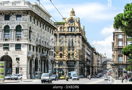 Hauptstraße Via XX Settembre in Genua Italien Stockfoto