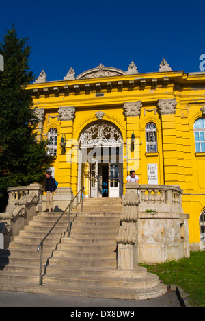 Szechenyi Furdo Bad Eingang, Városliget Stadtpark, Budapest, Ungarn, Europa Stockfoto