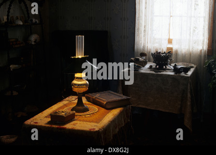 Wohnzimmer in Old Point Loma Lighthouse, Cabrillo National Monument, Kalifornien Stockfoto