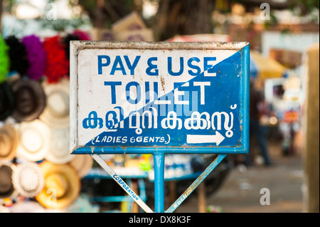 Süd Süd Indien Kerala Fort Cochin Kochi Luxus! öffentliche Toilette WC Komfort Zahlen & verwenden - Damen-Herren Stockfoto