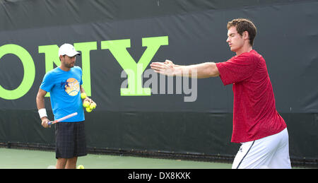 Key Biscayne, Florida, USA. 20. März 2014.  ANDY MURRAY (GBR) Werke auf die Praxis Gerichte vor dem Start seiner ersten Runde Match. Bildnachweis: Andrew Patron/ZUMAPRESS.com/Alamy Live-Nachrichten Stockfoto