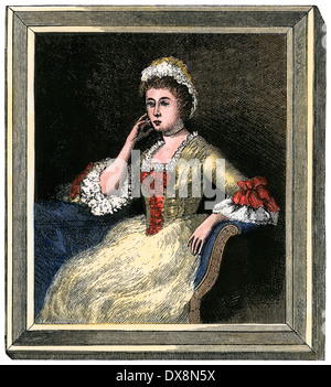 Dorothy Quincy Hancock, Ehefrau von John Hancock. Hand - farbige Holzschnitt Stockfoto
