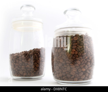 Kaffeebohnen im Weckglas Stockfoto