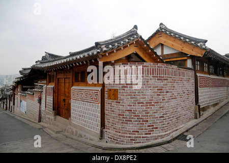Koreanischen traditionellen Hanok Dorf in Seoul, Südkorea Stockfoto