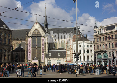 Kirche Dam Square und königlicher Palast Amsterdam Niederlande Stockfoto