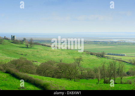 Aussicht vom Hadleigh Country Park. Website der 2012 London Olympischen Mountainbike Parcour. Stockfoto