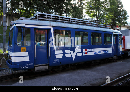 Ein Schweizer Bergbahn in Villars, Schweiz. Stockfoto