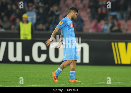 Neapel, Italien. 20. März 2014. Lorenzo Insigne während der UEFA Europa League Runde der 16 Rückspiel am 8. Februar 2014-match zwischen SSC Napoli und FC Porto Fußball im Stadio San Paolo in Neapel, Italien. Bildnachweis: Franco Romano/NurPhoto/ZUMAPRESS.com/Alamy Live-Nachrichten Stockfoto