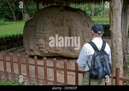 Guatemala, Abteilung von Izabal, Quirigua Nationalpark. Maya-Ausgrabungsstätte, klassischen Periode (200-900 n. Chr.). Zoomorph P. Stockfoto