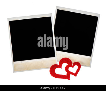 Vintage Bilderrahmen mit Herz Dekoration. Valentinstag-Konzept Stockfoto