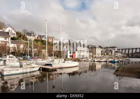 Blick auf das Viadukt bei Morlaix, Bretagne Stockfoto