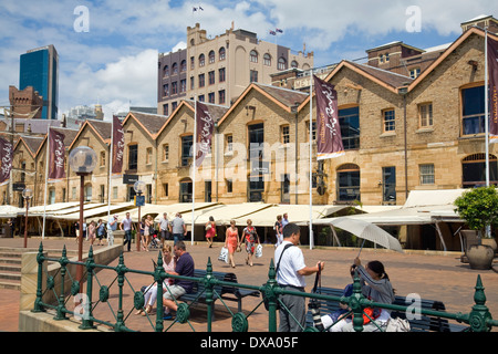 Campbells Cove Area am Circular Quay the Rocks, Sydney, NSW, Australien benannt nach Robert Campbell, der die Lagerhäuser im 19. Jahrhundert baute Stockfoto