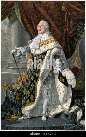 Ludwig XVI., König der Franzosen zu Beginn der Französischen Revolution. Hand - farbige Gravur Stockfoto