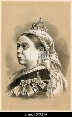 Ihre Majestät, Königin Victoria, 1880. Schabkunst Stockfoto
