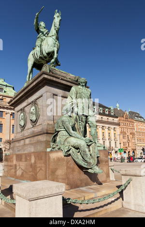 Stockholm, Schweden - Gustav II. Adolf-Statue vor der Oper (Opera) Stockfoto