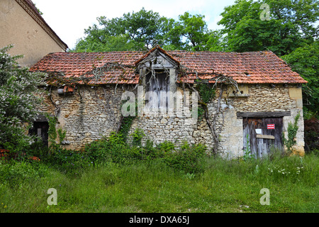 Alte Scheune in einer verlassenen Französisch Gehöft Vézère-Tal Dordogne Frankreich EU Stockfoto