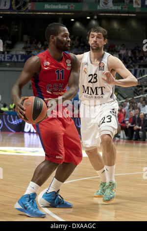 Madrid, Spanien. 20. März 2014. Spieler in Real Madrid Basketball Euroleague TOP 16-Partie zwischen Real Madrid und ZSKA Moskau spielte im Palacio de Deportes in Madrid, Spanien, 20 März 2014.Photo: Oscar Gonzalez/NurPhoto © Oscar Gonzalez/NurPhoto/ZUMAPRESS.com/Alamy Live-Nachrichten Stockfoto