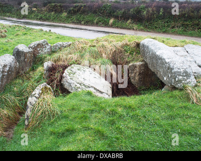 Tregiffian Barrow/Burial Chamber in Cornwall - Karte Ref SW430244 Stockfoto