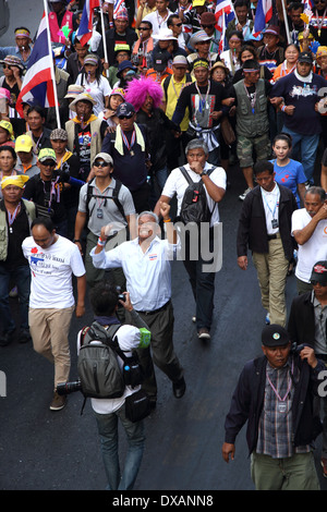 Anti-Regierungschef Suthep Thaugsuban während einer Kundgebung gegen Yingluck Shinawatra in Bangkok, Thailand Stockfoto