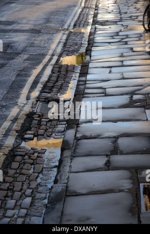 Merton Straße gepflasterten Oberfläche, Oxford, Oxfordshire, England, UK Stockfoto