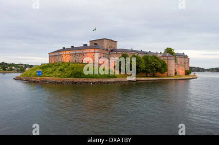 Am frühen Abend Blick auf die historische Festung Vaxholm Burg (1549), in den Stockholmer Schären, Schweden. Stockfoto