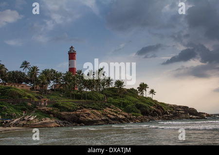 Vizhinjam Leuchtturm am Strand Leuchtturm in Kovalam, Kerala, Indien Stockfoto