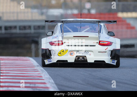 Barcelona, Spanien. 21. März 2014. BARCELONA - 21 MÄRZ - ESPANA. Porsche 911 GT3-R von Porsche Racing Lorient, während die Praxis der V de V Endurance Series, Endurance GT/Tourisme Meisterschaft am Circuit de Barcelona-Catalunya. (Foto: Mikel Trigueros/Urbanandsport/NurPhoto) © Mikel Trigueros/NurPhoto/ZUMAPRESS.com/Alamy Live-Nachrichten Stockfoto