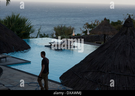 Hotel Palm Hotel & Spa. Palm Spa des Hotels & ist weit von der Stadt von Saint-Pierre, in Petite-Ile, im Süden Landschaft Stockfoto