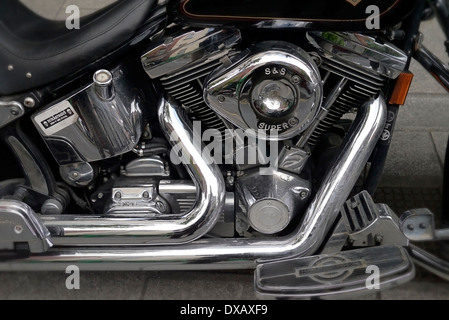 Harley Davidson Motorradmotor hautnah Stockfoto