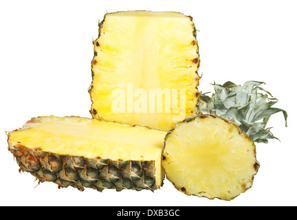 in Scheiben geschnitten Reifen Ananas isoliert auf weißem Hintergrund Stockfoto