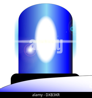 Das blinkende blaue Licht wie von der Polizei angezeigt Stockfoto