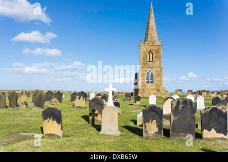 Der Turm und der Turm der Kirche Saint-Germain Marske am Meer eine Klasse 2 denkmalgeschütztes Gebäude eingebaute 1160 des Rests abgerissen 1950 Stockfoto