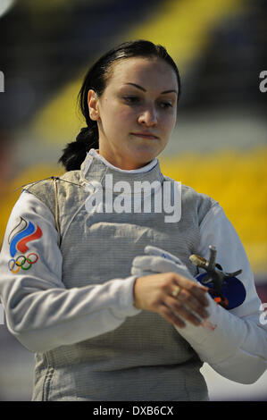 Turin, Italien. 22. März 2014. BIRJUKOWA Yulia Russland in Aktion während Frauen Fechten Folie-WM. Bildnachweis: Aktion Plus Sport/Alamy Live-Nachrichten Stockfoto