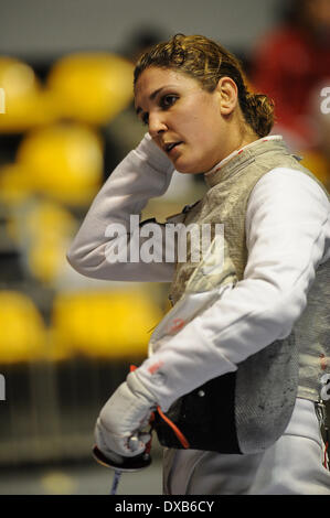 Turin, Italien. 22. März 2014. Arianna Errigo Italiens in Aktion während Frauen Fechten Folie-WM. Bildnachweis: Aktion Plus Sport/Alamy Live-Nachrichten Stockfoto