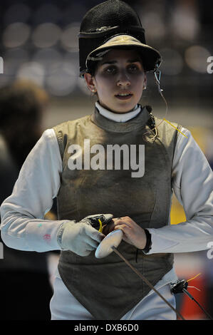 Turin, Italien. 22. März 2014. Nicole Ross von den USA in Aktion während Frauen Fechten Folie-WM. Bildnachweis: Aktion Plus Sport/Alamy Live-Nachrichten Stockfoto