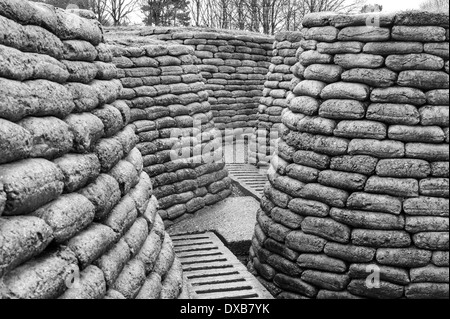 Rekonstruierten kanadische WW1 Gräben bei Vimy Ridge, in der Nähe von Arras, Nord-Frankreich. Stockfoto