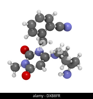 Alogliptin Diabetes Wirkstoffmolekül. Gehört zur Dipeptidyl Peptidase 4 (DPP-4) oder Gliptin Klasse von antidiabetischen Arzneimitteln. Stockfoto