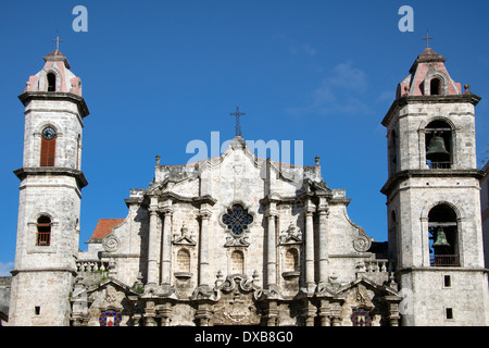 Detail der Fassade Catedral de San Cristobal Alt-Havanna Kuba Stockfoto