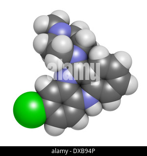 Clozapin atypische Antipsychotika Wirkstoffmolekül. Neuroleptische Medizin in der Behandlung der Schizophrenie verwendet. Stockfoto