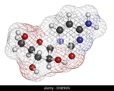 Cytarabin (Cytosin Arabinoside, Ara-C) Chemotherapie Medikamentenmolekül. Verwendet in der Behandlung der akuten myeloischen Leukämie (AML), etc. Stockfoto