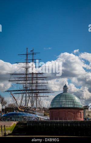 Die Cutty Sark in Greenwich vom Fluss Stockfoto