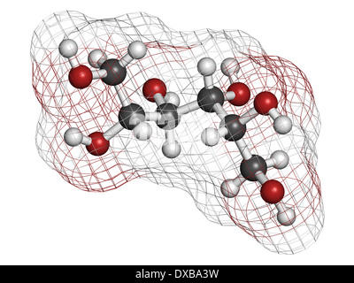 Mannit (Mannite, Manna Zucker) Molekül. Verwendet als Süßstoff, Drogen usw. Stockfoto