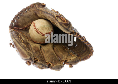 Baseball-Handschuh und Ball-Still-Leben Stockfoto