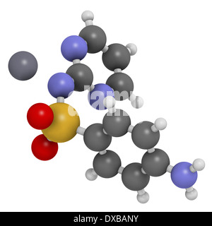 Silbersulfadiazin topische antibakterielle Wirkstoffmolekül. Bei Behandlung von Wunden und Verbrennungen eingesetzt. Stockfoto