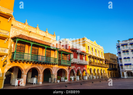 Historischen und bunten Kolonialbauten in der Mitte von Cartagena, Kolumbien Stockfoto