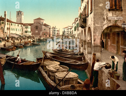 Chioggia, Fischmarkt, Venedig, Italien, um 1900 Stockfoto